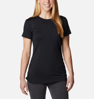 Black Women's Columbia Leslie Falls Short Sleeve T-Shirt | AQIYG-2610