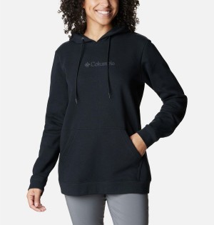 Black Women's Columbia Logo II Hoodie | ISRJA-5324