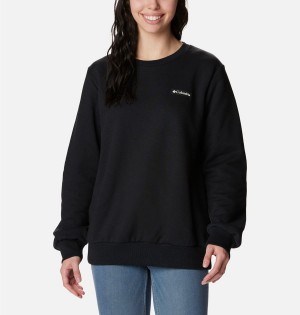 Black Women's Columbia Marble Canyon Crew Sweatshirt Pullover | HBFGO-3917