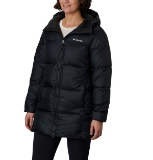 Black Women's Columbia Mid Hooded Puffer Jacket | PVAXZ-9537