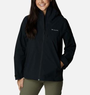 Black Women's Columbia Omni-Tech Ampli-Dry Shell Rain Jacket | THQMX-9302