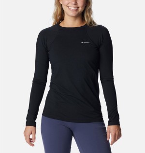 Black Women's Columbia Omni Heat Midweight Baselayer Crew T-Shirt | NRYPO-1069