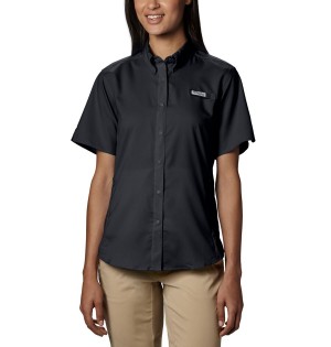 Black Women's Columbia PFG Tamiami II Short Sleeve Shirt | CEYKU-2659