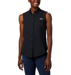 Black Women's Columbia PFG Tamiami Sleeveless Tank Top | JXMEY-1570