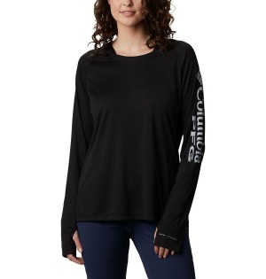 Black Women's Columbia PFG Tidal Tee Hoodie | UNKLO-0829