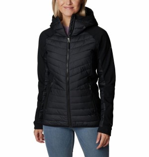 Black Women's Columbia Powder Lite Hybrid Hooded Puffer Jacket | WLDRC-7320