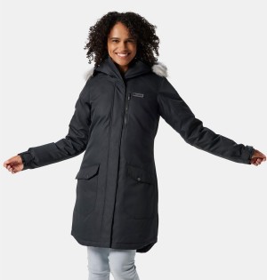 Black Women's Columbia Suttle Mountain Long Insulated Coats | ZXBYL-7258