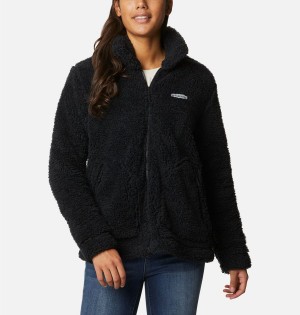 Black Women's Columbia Winter Pass Sherpa Full Zip Fleece Jacket | ASDKI-5961