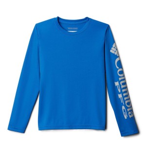 Blue Kids' Columbia PFG Terminal Tackle Long Sleeve T-Shirt | UEJXQ-8236