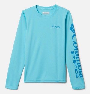 Blue Kids' Columbia PFG Terminal Tackle Long Sleeve T-Shirt | RFSMX-4581