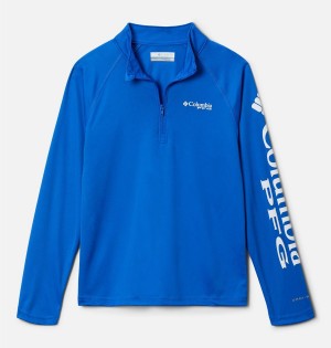 Blue Kids' Columbia PFG Terminal Tackle Quarter Zip Pullover Fleece | KYARI-4596