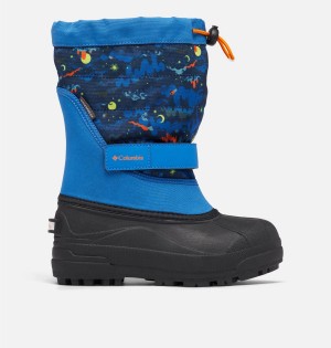 Blue Kids' Columbia Powderbug Plus II Print Snow Boots | GATHI-2874