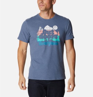 Blue Men's Columbia Alpine Way Graphic T-Shirt | XWGCL-0248