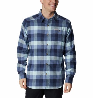 Blue Men's Columbia Cornell Woods Flannel Long Sleeve Shirt | OGHUA-0628