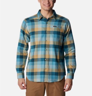 Blue Men's Columbia Cornell Woods Flannel Long Sleeve Shirt | JHDLB-7695