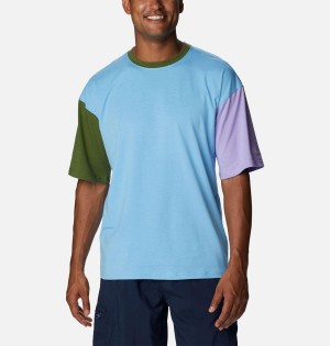 Blue Men's Columbia Deschutes Valley T-Shirt | MXNUF-8623