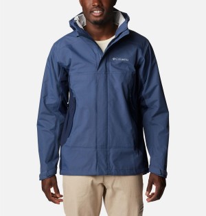 Blue Men's Columbia Discovery Point Shell Rain Jacket | ZTDAQ-5092