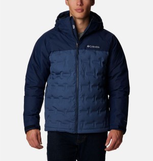 Blue Men's Columbia Grand Trek II Hooded Insulated Puffer Jacket | URCKP-9745