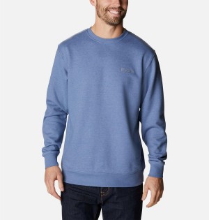 Blue Men's Columbia Hart Mountain II Crew Sweatshirt | DZUTX-6782