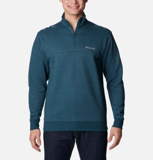 Blue Men's Columbia Hart Mountain II Half Zip Sweatshirt | MZSRA-0261