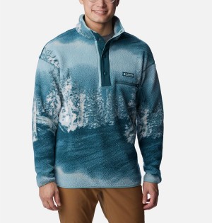 Blue Men's Columbia Helvetia Half Snap Fleece Pullover | PYMWE-4318