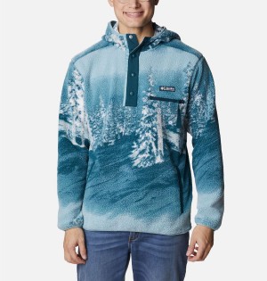 Blue Men's Columbia Helvetia Sherpa Fleece Hoodie | IRJEQ-6298