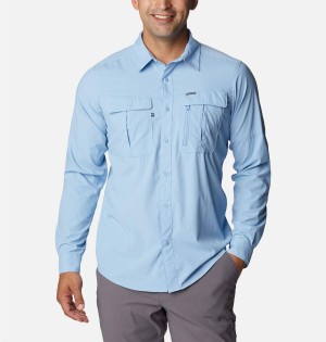 Blue Men's Columbia Newton Ridge II Long Sleeve Shirt | PHMVI-0264