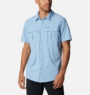 Blue Men's Columbia Newton Ridge II Short Sleeve Shirt | VEDPY-4580