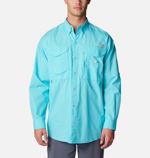 Blue Men's Columbia PFG Bonehead Long Sleeve Shirt | DELAT-4065