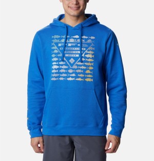 Blue Men's Columbia PFG Elements Hoodie | TNFYZ-9803