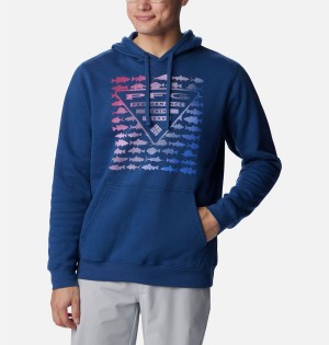 Blue Men's Columbia PFG Elements Hoodie | RFIJU-1467