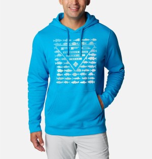 Blue Men's Columbia PFG Elements Hoodie | FXUCQ-0563