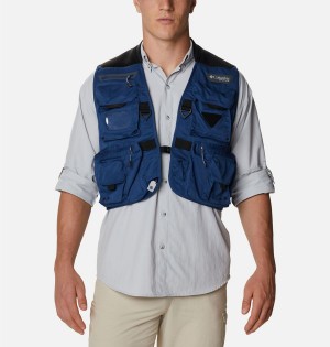 Blue Men's Columbia PFG Henry's Fork V Vest | BQVZH-0137