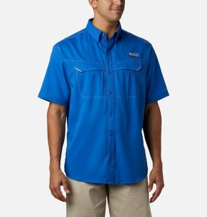 Blue Men's Columbia PFG Low Drag Offshore Short Sleeve Shirt | BRXQP-4217