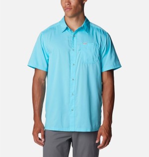 Blue Men's Columbia PFG Slack Tide Camp Shirt | FVESI-1350