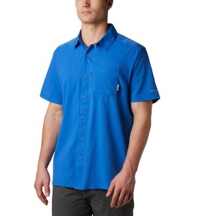 Blue Men's Columbia PFG Slack Tide Camp Shirt | SRFMT-5342