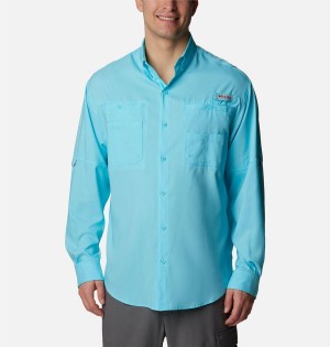 Blue Men's Columbia PFG Tamiami II Long Sleeve Shirt | WEHAD-2659