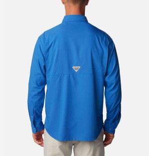 Blue Men's Columbia PFG Tamiami II Long Sleeve Shirt | TCHZA-3291