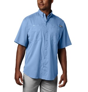 Blue Men's Columbia PFG Tamiami II Short Sleeve Shirt | SGXCR-1489