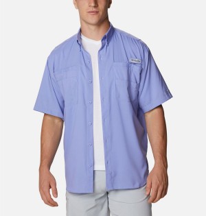 Blue Men's Columbia PFG Tamiami II Short Sleeve Shirt | HWBDM-3216