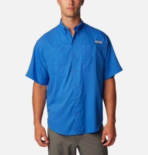 Blue Men's Columbia PFG Tamiami II Short Sleeve Shirt | ARTKV-1092