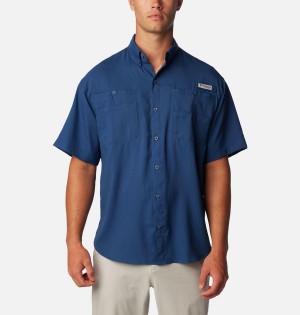 Blue Men's Columbia PFG Tamiami II Short Sleeve Shirt | MEQRT-7850