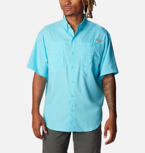 Blue Men's Columbia PFG Tamiami II Short Sleeve Shirt | ZFGRW-6938