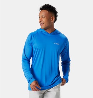 Blue Men's Columbia PFG Terminal Tackle Hoodie | VNFTM-5634