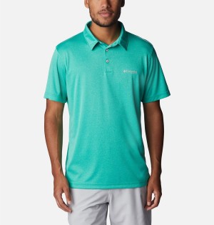 Blue Men's Columbia PFG Terminal Tackle Heather Polo Shirt | HBLFQ-7654