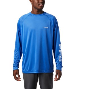 Blue Men's Columbia PFG Terminal Tackle Long Sleeve T-Shirt | KTCLZ-8732