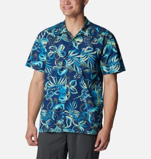 Blue Men's Columbia PFG Trollers Best Short Sleeve Shirt | XOZGQ-9014