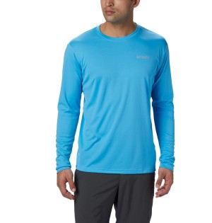 Blue Men's Columbia PFG Zero Rules Long Sleeve T-Shirt | LYPHB-3782