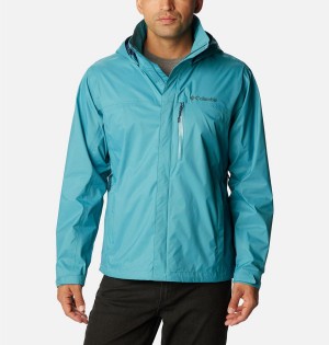 Blue Men's Columbia Pouration Rain Jacket | ROLBJ-2596