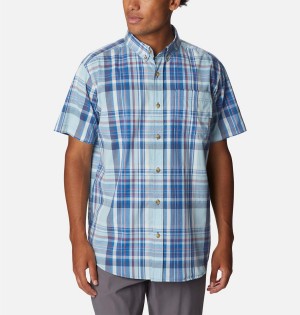 Blue Men's Columbia Rapid Rivers II Short Sleeve Shirt | DMYWS-0142